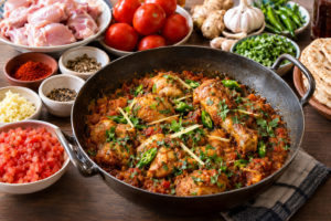 Easy chicken karahi recipe with tender chicken, tomatoes, ginger, garlic, and green chilies
